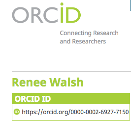Screen Shot of ORCID ID Renee Walsh